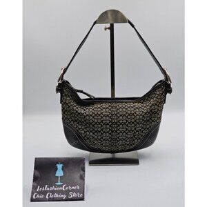 Vintage 90’s Coach Women's Black Leather Canvas Signature Hobo Bag Small 2721
